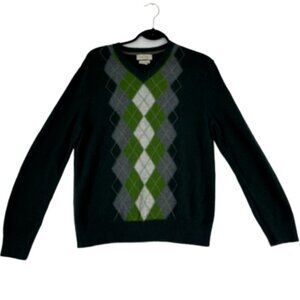Banana Republic Olive Green Argyle Cashmere-Blend Men's Sweater Size M